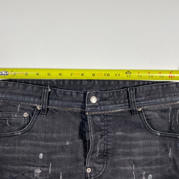Dsquared2 Distressed Tidy Biker Slim Fit Jeans Faded Black mens size 33x27 - Picture 10 of 11